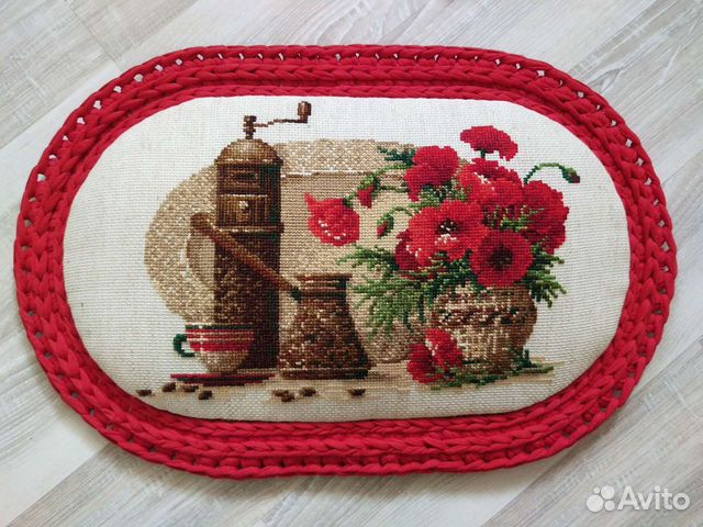 Схема для вышивки крестом + остатки ниток. Кофе с