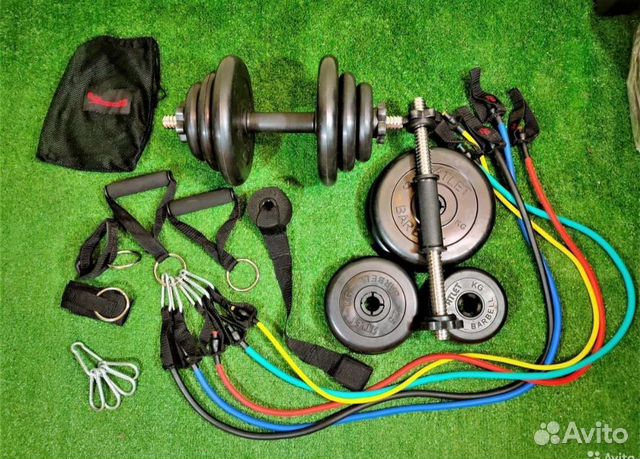 Разборные гантели + трубчатый эспандер 5 жгутов