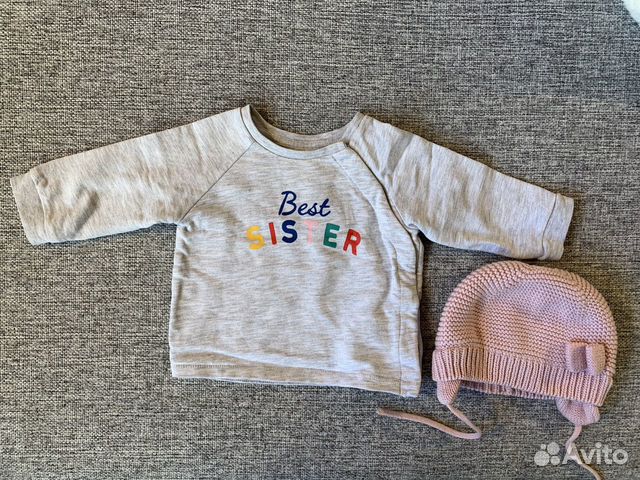 H&M Новая Шапка и кофта для девочки 62-68