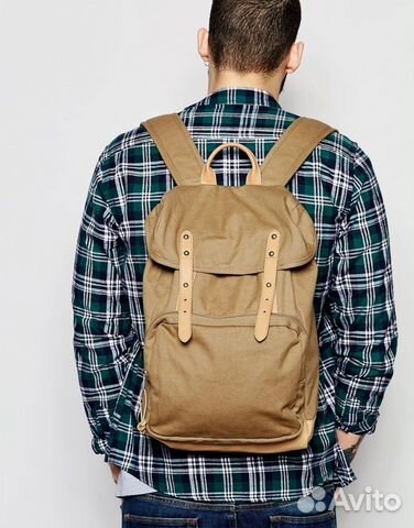 Парусиновый рюкзак с лямками из искусственной кожи Парусиновый рюкзак с лямками из искусственной кожи