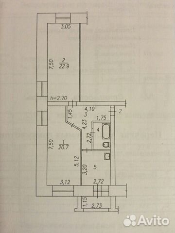 2-к. квартира, 65,6 м², 1/6 эт.