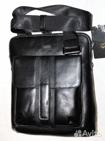 Мужская кожаная сумка H Boss black lux Мужская кожаная сумка H Boss black lux