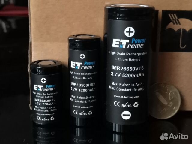 Li-ion аккумулятор ExT IMR18350 HE2 750mAh 3,7V Li-ion аккумулятор ExT IMR18350 HE2 750mAh 3,7V