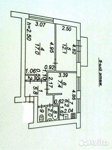 2-к квартира, 52.9 м², 5/5 эт. 2-к квартира, 52.9 м², 5/5 эт.