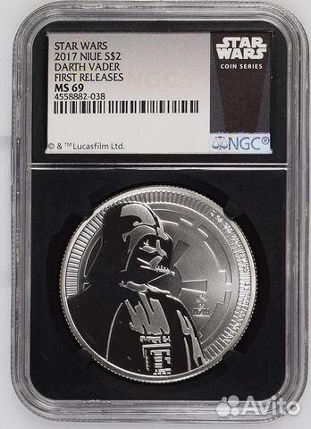 Монета 2 доллара 2017 год Ниуэ Star Wars Darth Vad