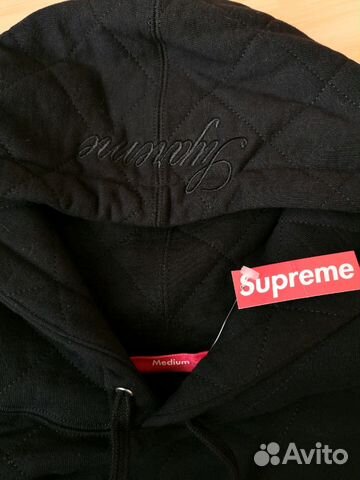 supreme quilted hooded sweatshirt black