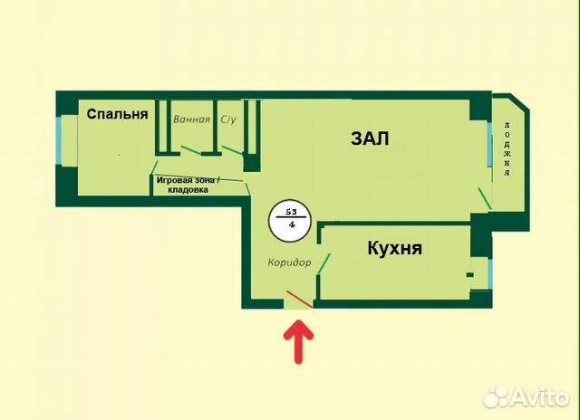 2-к квартира, 53 м², 4/5 эт.