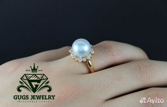 Новое золотое кольцо Mikimoto 7.5 гр 0.8 ct 3/4