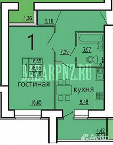 1-к квартира, 41 м², 3/14 эт.