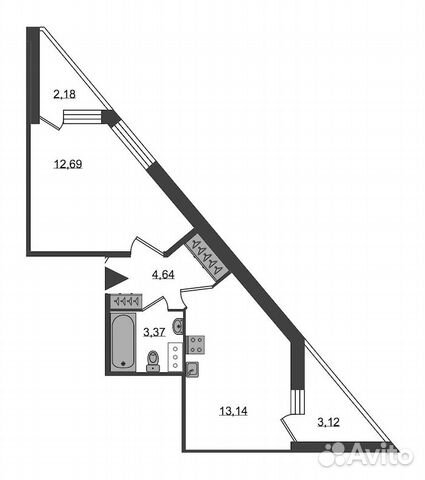 1-к квартира, 36.5 м², 3/13 эт.
