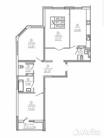 3-к квартира, 99 м², 8/16 эт. 3-к квартира, 99 м², 8/16 эт.