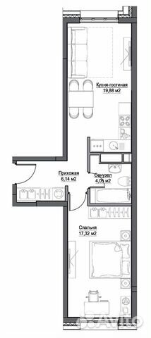 2-к квартира, 47.9 м², 21/39 эт.