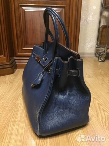 Женская кожаная синяя сумка birkin hermes Женская кожаная синяя сумка birkin hermes