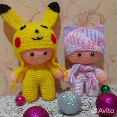 Вязаная Игрушка Йо-Йо в костюме пикачу Вязаная Игрушка Йо-Йо в костюме пикачу
