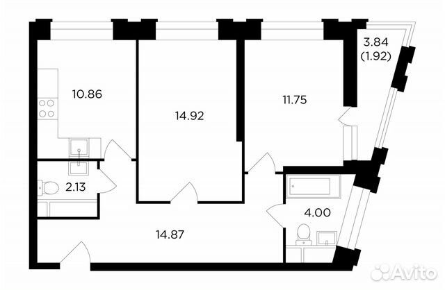 2-к квартира, 60.5 м², 6/27 эт. 2-к квартира, 60.5 м², 6/27 эт.