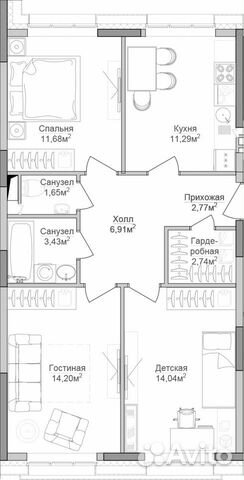 3-к квартира, 71.4 м², 8/15 эт.