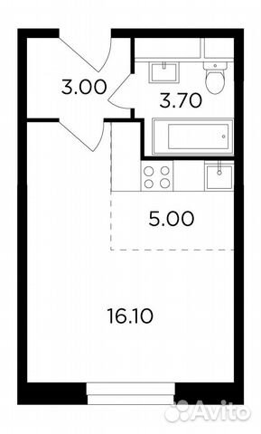 1-к квартира, 27.8 м², 21/24 эт.