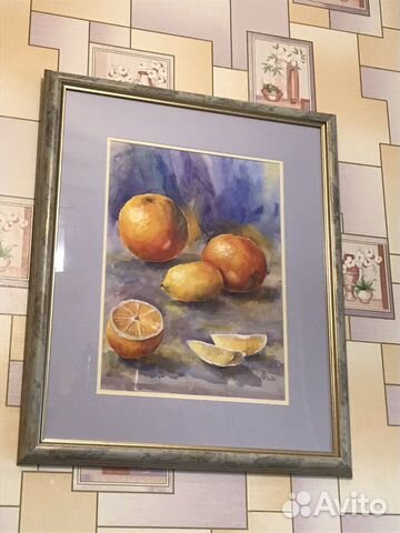 Картина. Акварель. Апельсины и лимон Картина. Акварель. Апельсины и лимон