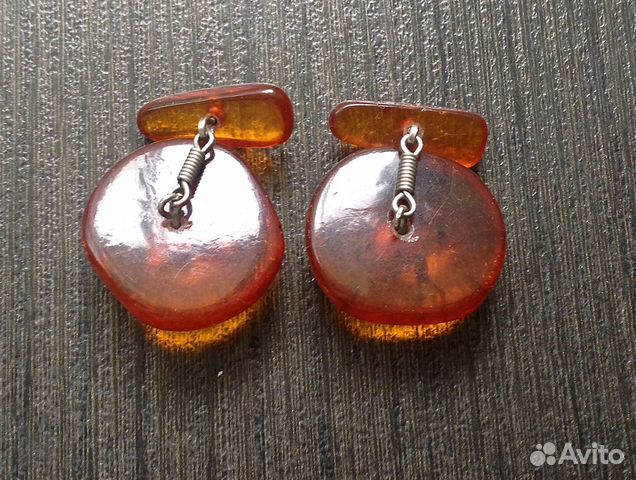 Запонки янтарные винтажные