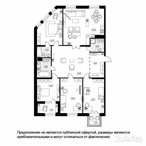 4-к квартира, 170.3 м², 8/9 эт.