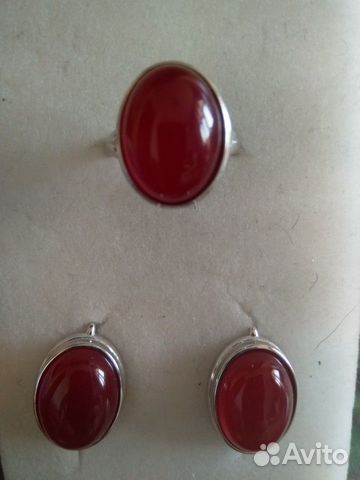 Серебряный комплект 925 проба с натуральным индийс