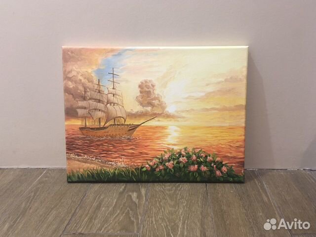 Картина Парусник в вечернем море Картина Парусник в вечернем море