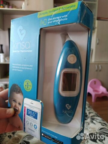 kinsa smart ear thermometer in blue