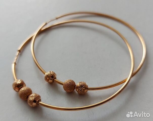 Золотые серьги 585 пробы.Круглые кольца