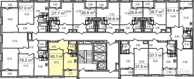 1-к квартира, 40.1 м², 3/25 эт.