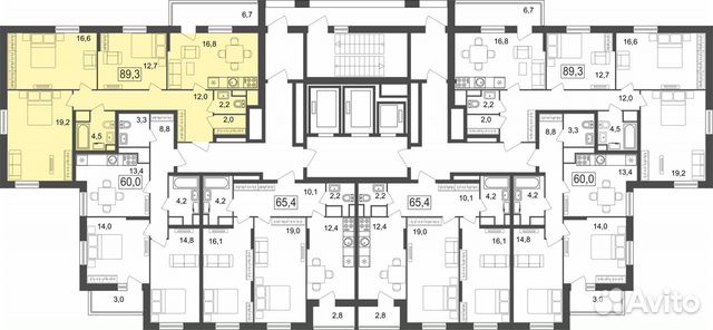 3-к квартира, 89.3 м², 10/25 эт.