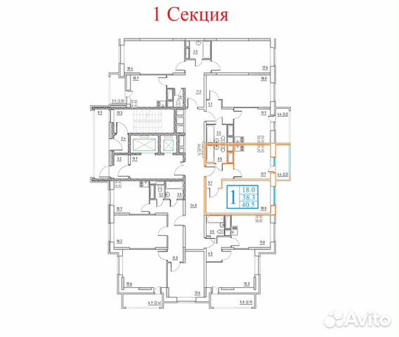 1-к квартира, 40.5 м², 15/17 эт. 1-к квартира, 40.5 м², 15/17 эт.