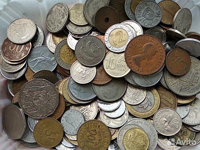 Иностранные монеты на вес, 1 кг, без повторов