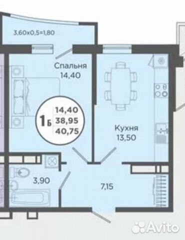 1-к квартира, 40.8 м², 12/20 эт. 1-к квартира, 40.8 м², 12/20 эт.