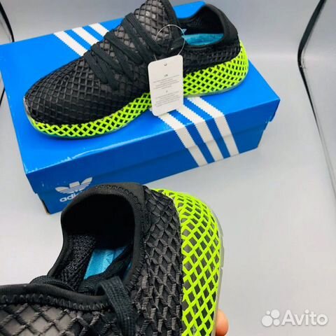 Кроссовки Adidas Deerupt чёрные с зелёным Кроссовки Adidas Deerupt чёрные с зелёным
