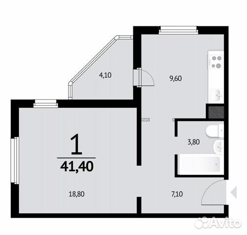 1-к квартира, 41.4 м², 6/21 эт. 1-к квартира, 41.4 м², 6/21 эт.