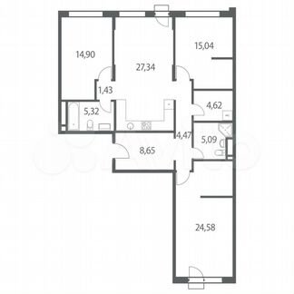 3-к квартира, 111.4 м², 3/35 эт.