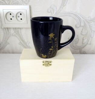 Деревянная шкатулка и кружка кобальт новые