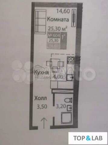 Квартира-студия, 25,3 м², 6/10 эт.