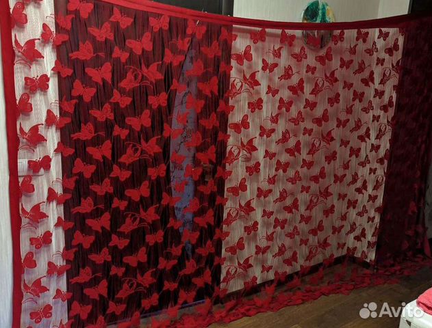 Штора тюль бордово-красная Ширина 3м, длина 2.3м