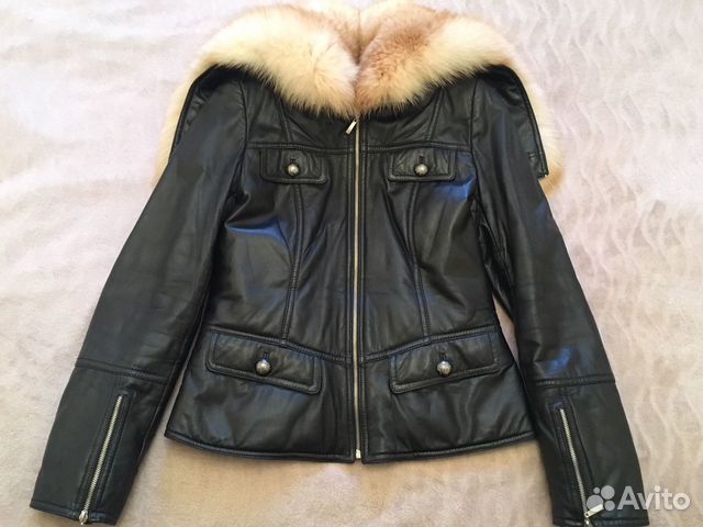 Кожаная куртка с мехом лисы
