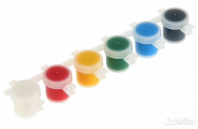 Акриловые краски баночки 6 цветов по 5мл разных цв
