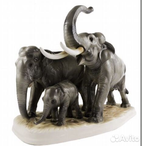 Антиквариат фарфор «Семейство слонов» Германия