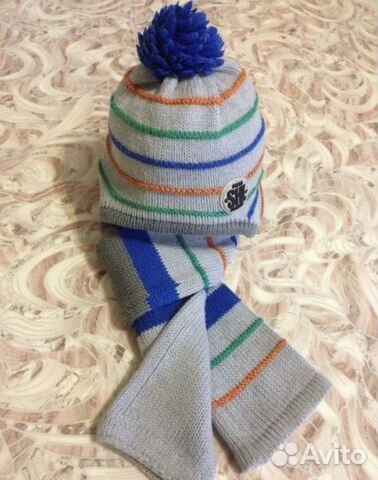 Шарф и шапка «Шалуны» 50-52 размер