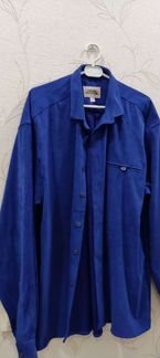 Синий мужской костюм под замшу + рубашка винтаж