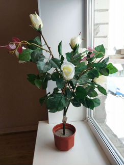 Искуственные розы в горшке