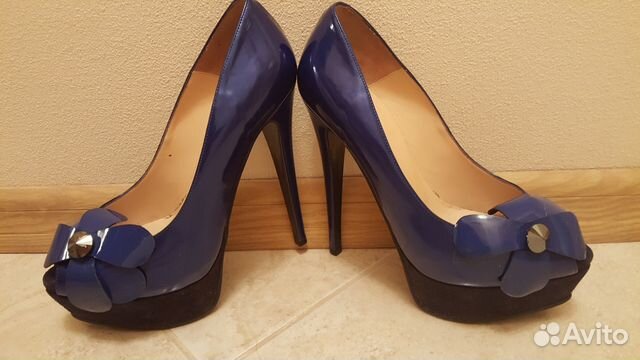 Туфли Nando Muzi (синий металлик), каблук 12 см