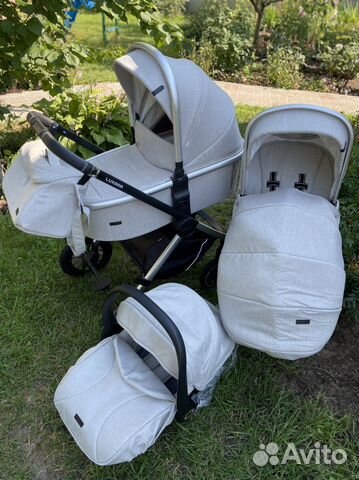 Новая коляска luxmom 750 3в1 бежевая