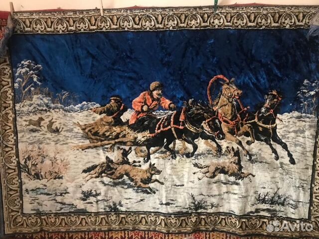 Плюшевый ковер-гобелен СССР 50-60 годов
