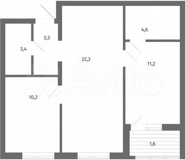 2-к. квартира, 56,6 м², 1/5 эт.