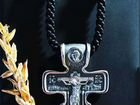 Серебренный крест и гайтан с вставками объявление продам